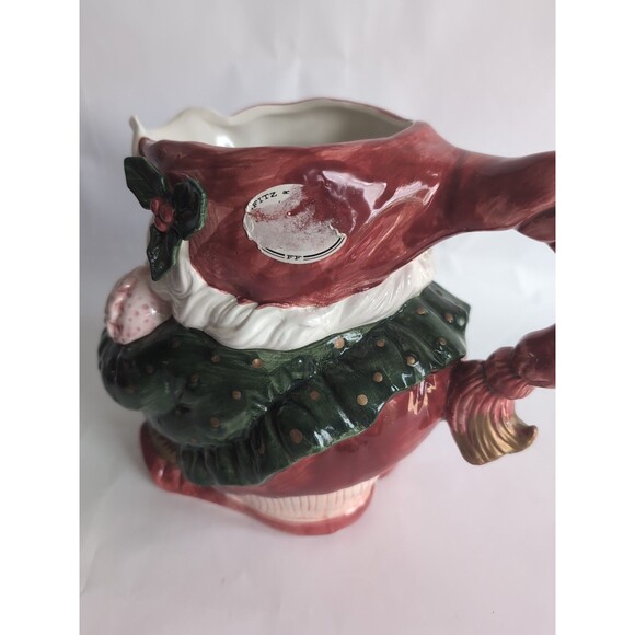 Fitz Floyd Santa Elf Pitcher 1989 1.75 qt Large Vintage Jug Christmas - Picture 5 of 9